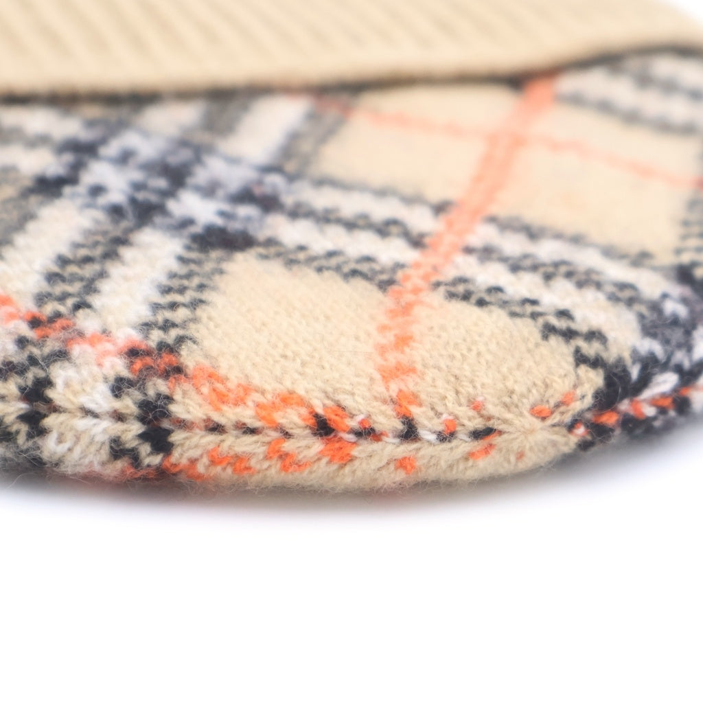 BURBERRY(バーバリー) チェック カシミヤビーニー 帽子 ニット帽 8098886 ベージュ