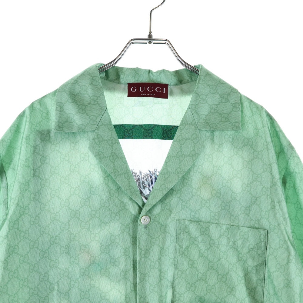 GUCCI(グッチ) Higuchi Yuko Silk Twill Shirt 日本限定 ヒグチユウコ 半袖シルクシャツ グリーン 864048 ZAUTR