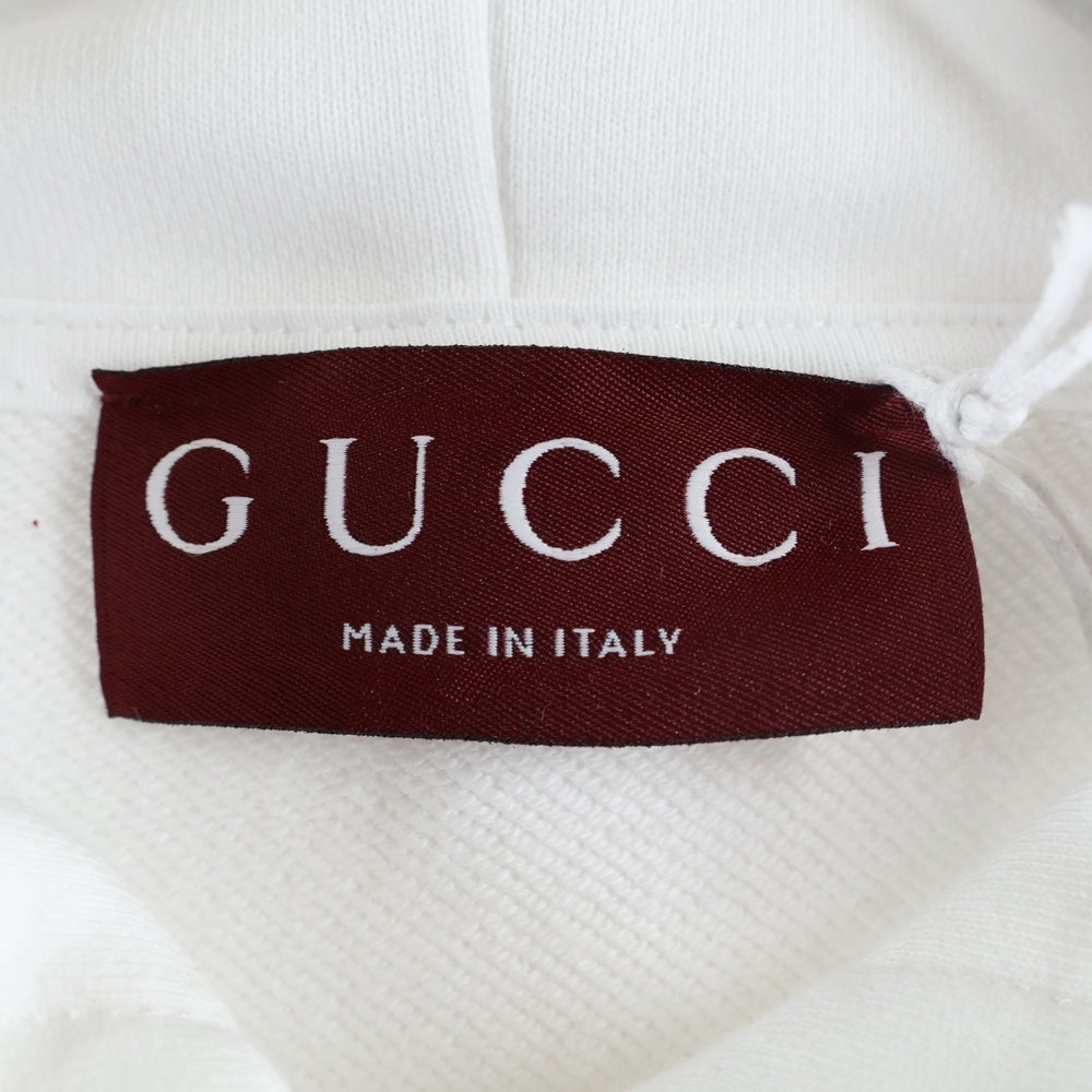 GUCCI(グッチ) Higuchi Yuko Hoodie 日本限定 ヒグチユウコ ロゴ刺繍プルオーバースウェットパーカー フーディー ホワイト 853426 XJHUG レディース