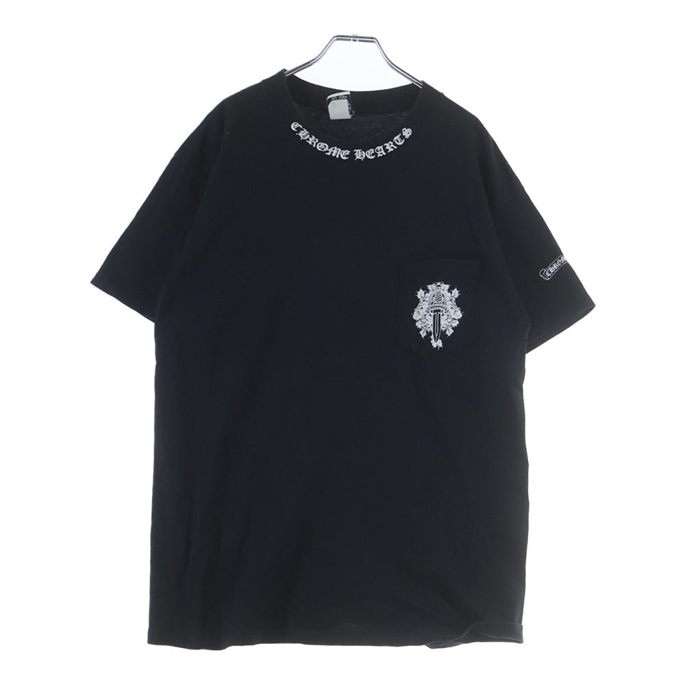 CHROME HEARTS(クロムハーツ) OLD CH T-SHIRT ネックロゴ ダガープリント 半袖Tシャツ ブラック