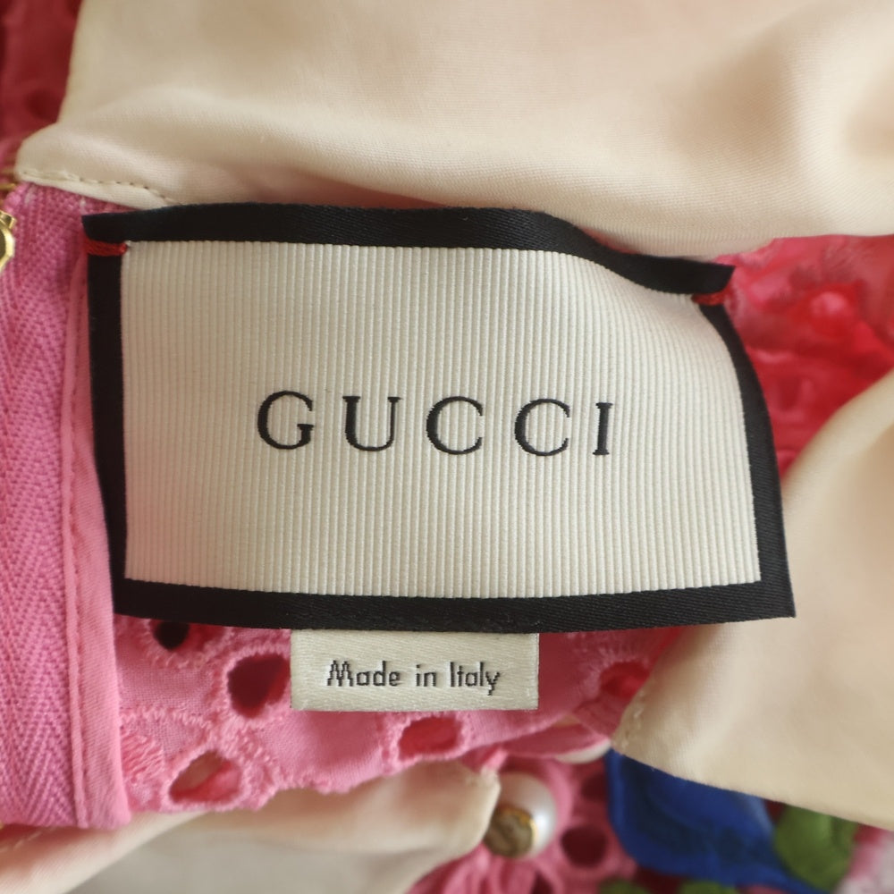 GUCCI(グッチ) Silk One Peace パールボダン シルク レースワンピース ピンク レディース 454007 ZIZ97