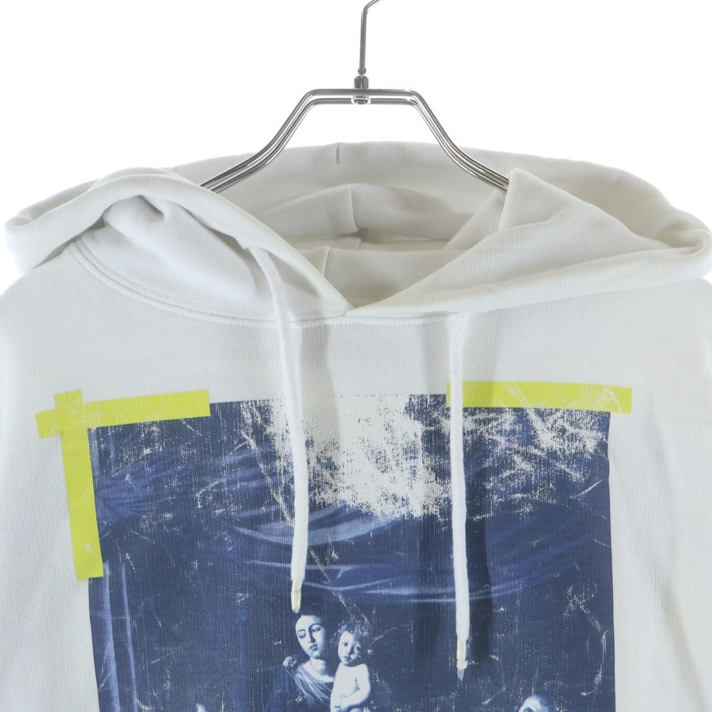 OFF-WHITE(オフホワイト) 17AW Diag Caravaggio Hoodie カラヴァッジオ プリントプルオーバースウェットパーカー フーディー ホワイト OMBB003F17003016