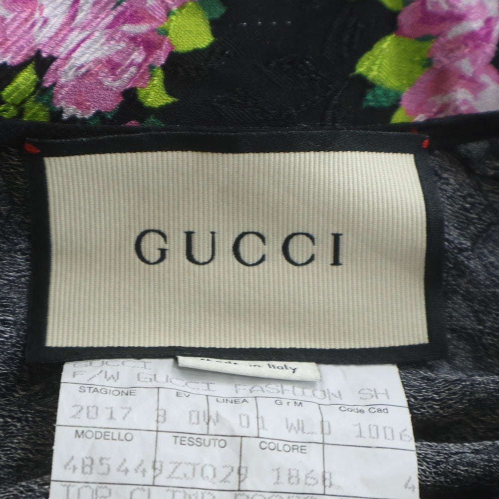 GUCCI(グッチ) Climbing Froral Blouse 花柄 半袖ブラウス ブラック レディース 485449 ZJQ29