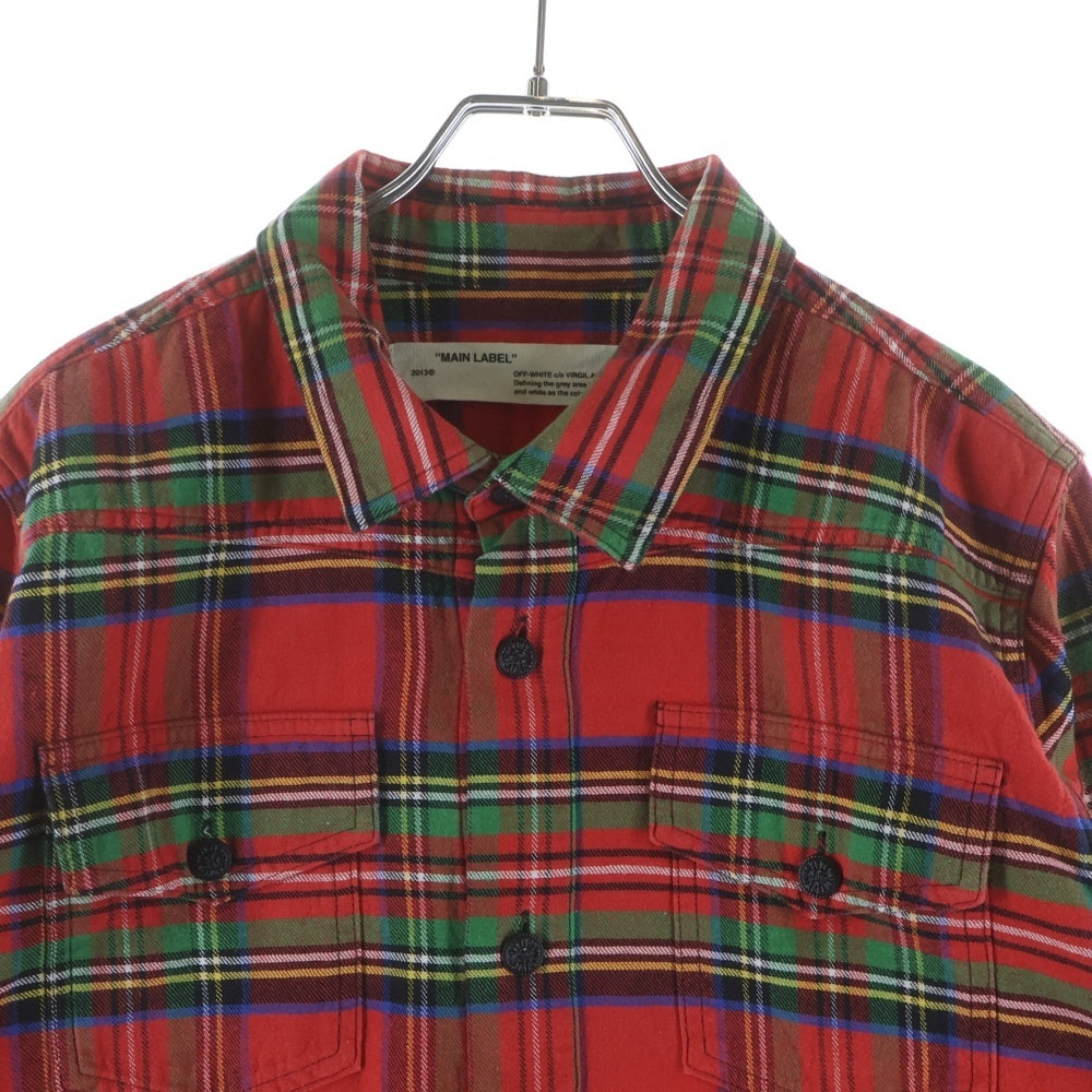 OFF-WHITE(オフホワイト) 17SS Spray Check Shirt スプレーロゴ 長袖チェックシャツ レッド