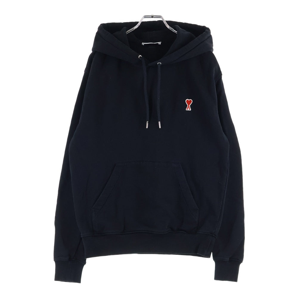 AMI Alexandre Mattiussi(アミアレクサンドルマテュッシ) Hoodie ハートロゴ刺繍 プルオーバースウェットパーカー フーディー ブラック A20HJ008.730