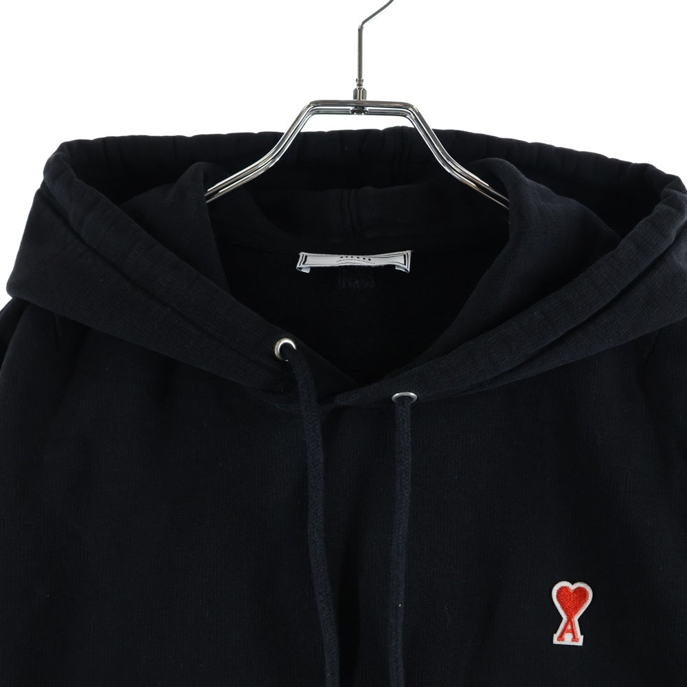 AMI Alexandre Mattiussi(アミアレクサンドルマテュッシ) Hoodie ハートロゴ刺繍 プルオーバースウェットパーカー フーディー ブラック A20HJ008.730