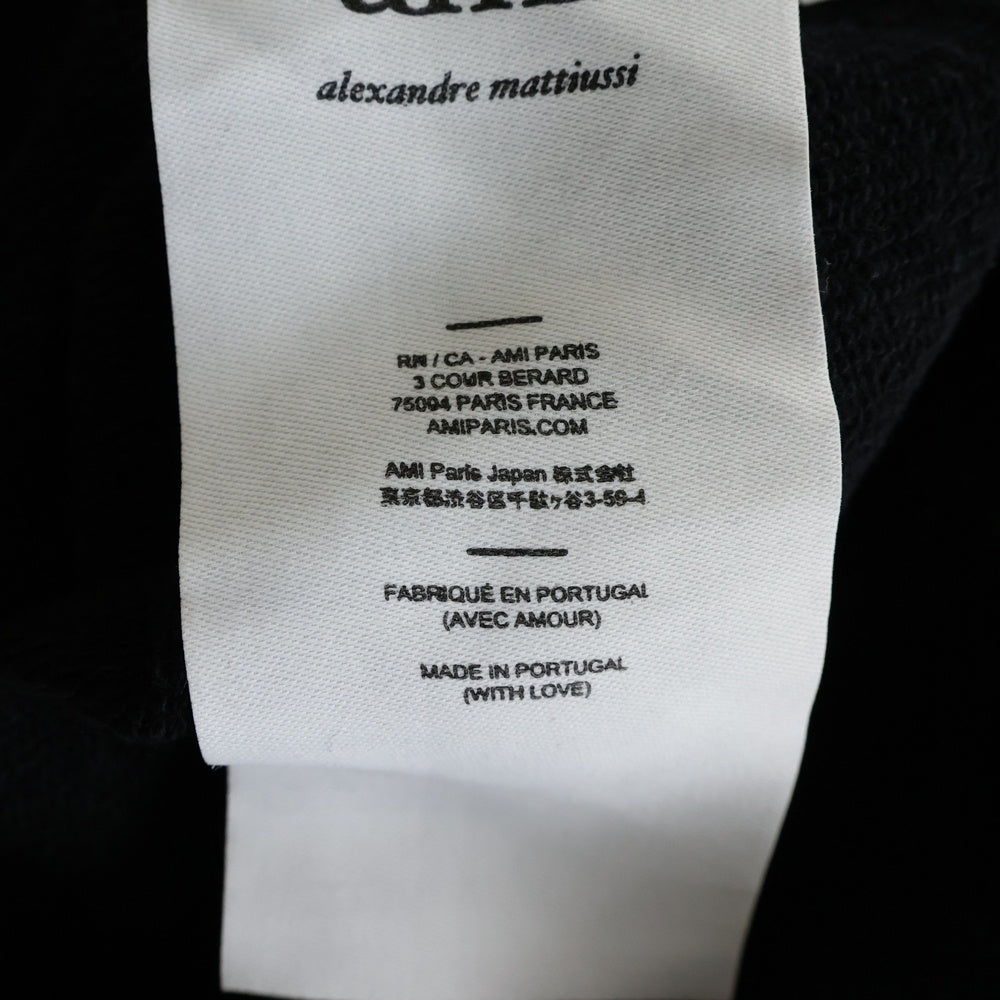 AMI Alexandre Mattiussi(アミアレクサンドルマテュッシ) Hoodie ハートロゴ刺繍 プルオーバースウェットパーカー フーディー ブラック A20HJ008.730