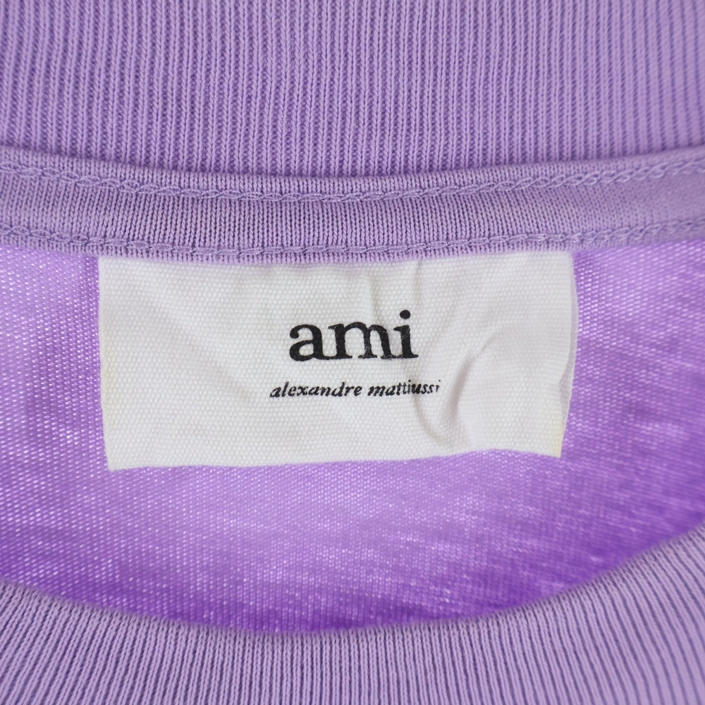AMI Alexandre Mattiussi(アミアレクサンドルマテュッシ) T-Shirt ハートロゴ刺繍 半袖Tシャツ パープル E21FJ128.726