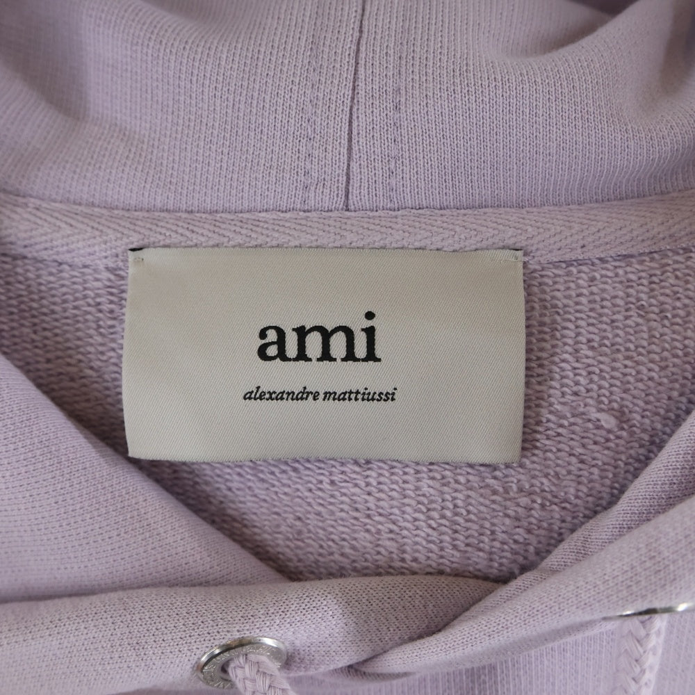 AMI Alexandre Mattiussi(アミアレクサンドルマテュッシ) Hoodie ハートロゴ刺繍 プルオーバースウェットパーカー フーディー パープル HSW260.730