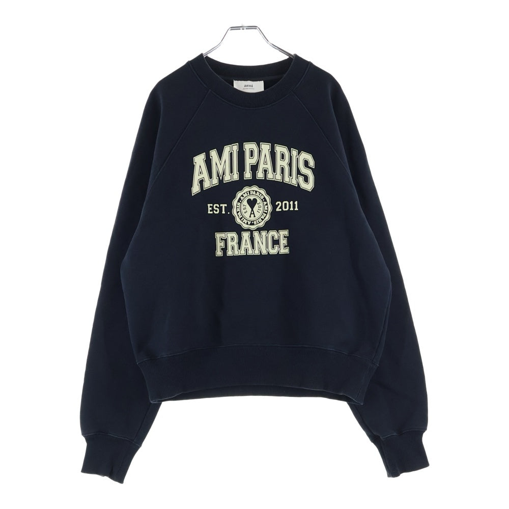 AMI Alexandre Mattiussi(アミアレクサンドルマテュッシ) Swaetshirt ロゴプリント クルーネックスウェットトレーナー ブラック USW010.747