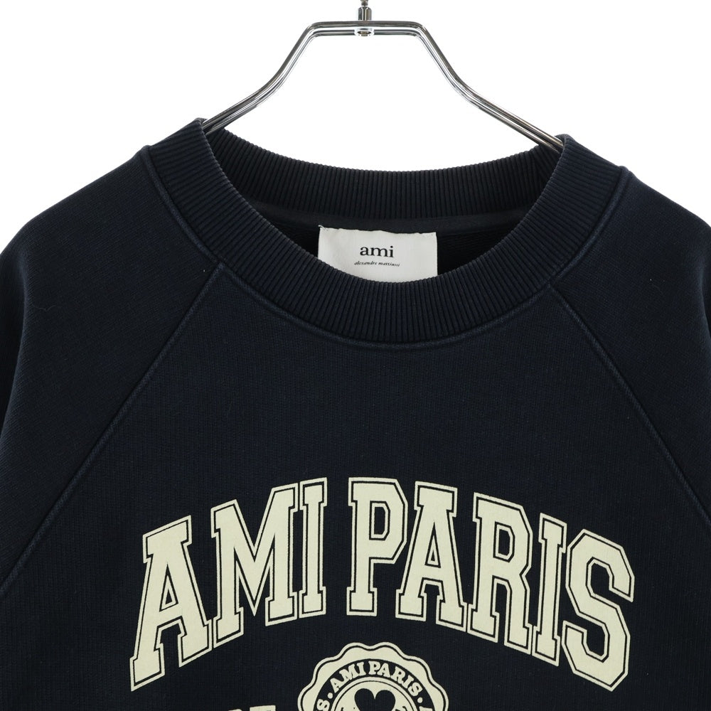 AMI Alexandre Mattiussi(アミアレクサンドルマテュッシ) Swaetshirt ロゴプリント クルーネックスウェットトレーナー ブラック USW010.747