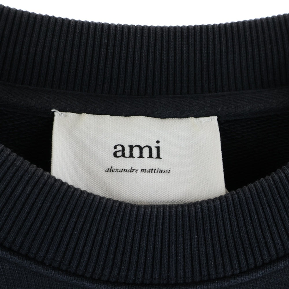 AMI Alexandre Mattiussi(アミアレクサンドルマテュッシ) Swaetshirt ロゴプリント クルーネックスウェットトレーナー ブラック USW010.747