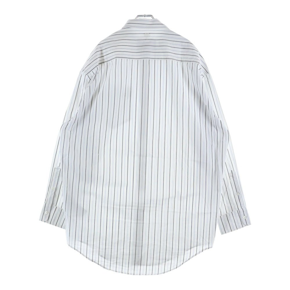 AMI Alexandre Mattiussi(アミアレクサンドルマテュッシ) Stripe Shirt ハートロゴ 長袖ストライプシャツ ホワイト USH800.CO0109