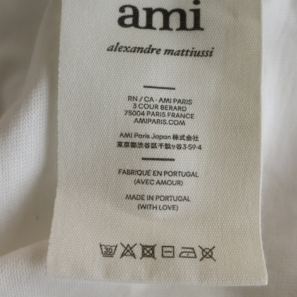 AMI Alexandre Mattiussi(アミアレクサンドルマテュッシ) Oversized T-Shirt フロントロゴ オーバーサイズ 半袖Tシャツ ホワイト H21HJ112.701