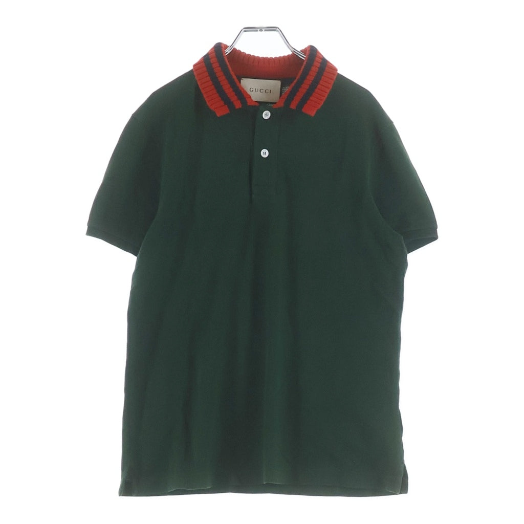 GUCCI グリーン ポロシャツ リンゴ刺繍　半袖トレーナー GUCCI(グッチ) Snake Polo Shirt スネーク刺繍 半袖ポロシャツ