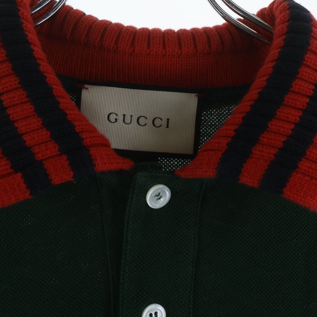 GUCCI グリーン ポロシャツ リンゴ刺繍　半袖トレーナー GUCCI(グッチ) Snake Polo Shirt スネーク刺繍 半袖ポロシャツ