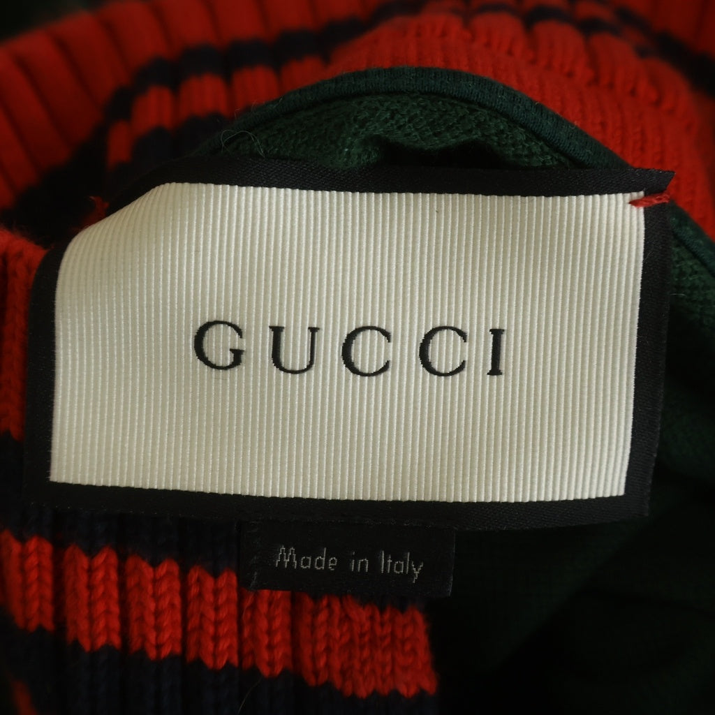 GUCCI グリーン ポロシャツ リンゴ刺繍　半袖トレーナー グッチGUCCI コットンポケットロゴ刺繍ポロシャツ 緑紺S (K-146152)