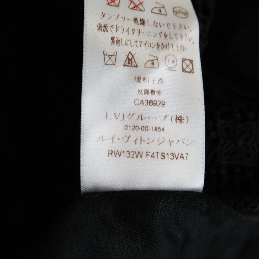 LOUIS VUITTON(ルイヴィトン) 13AW Lace Pattern T-Shirt レース LVロゴ 半袖Tシャツ ブラック レディース RW132W F4TS13VA7