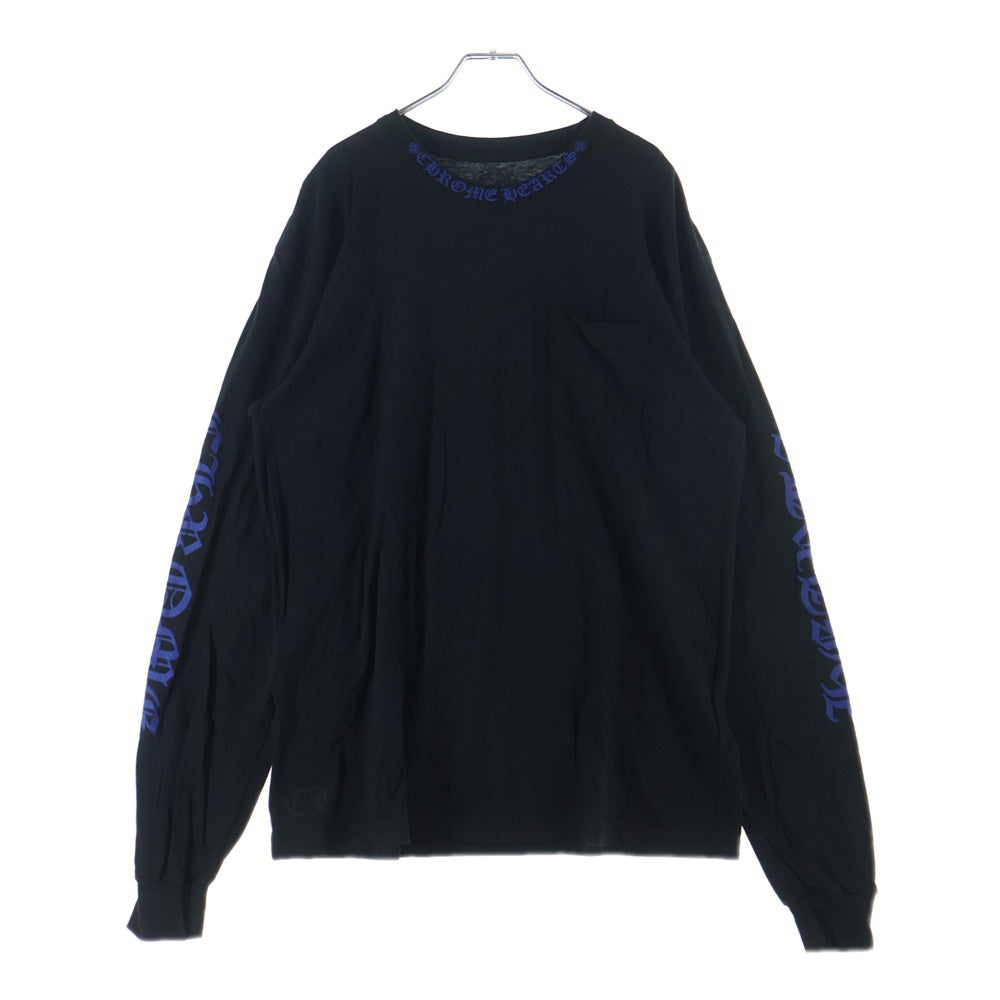 CHROME HEARTS(クロムハーツ) CH L/S T-SHIRT ネックロゴ 長袖Tシャツ ロンT ブラック/ブルー