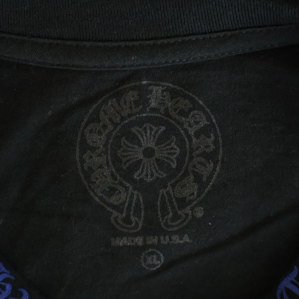 CHROME HEARTS(クロムハーツ) CH L/S T-SHIRT ネックロゴ 長袖Tシャツ ロンT ブラック/ブルー