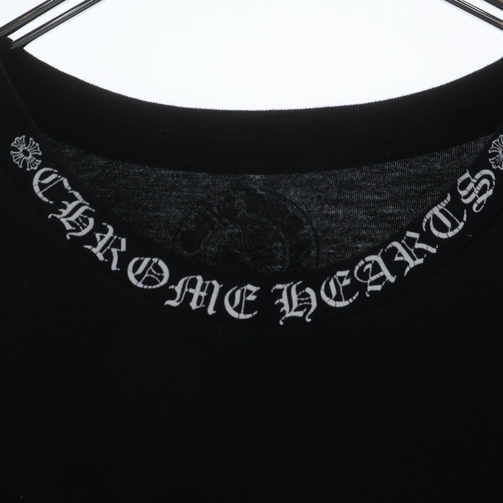 CHROME HEARTS クロムハーツ 半袖Ｔシャツ サイズM ブラック コットン ネックロゴ スクロールロゴ プリント 新型 美品 中古 4b000466 Chrome Hearts - CHROME HEARTS クロムハーツ 半袖Tシャツ サイズM