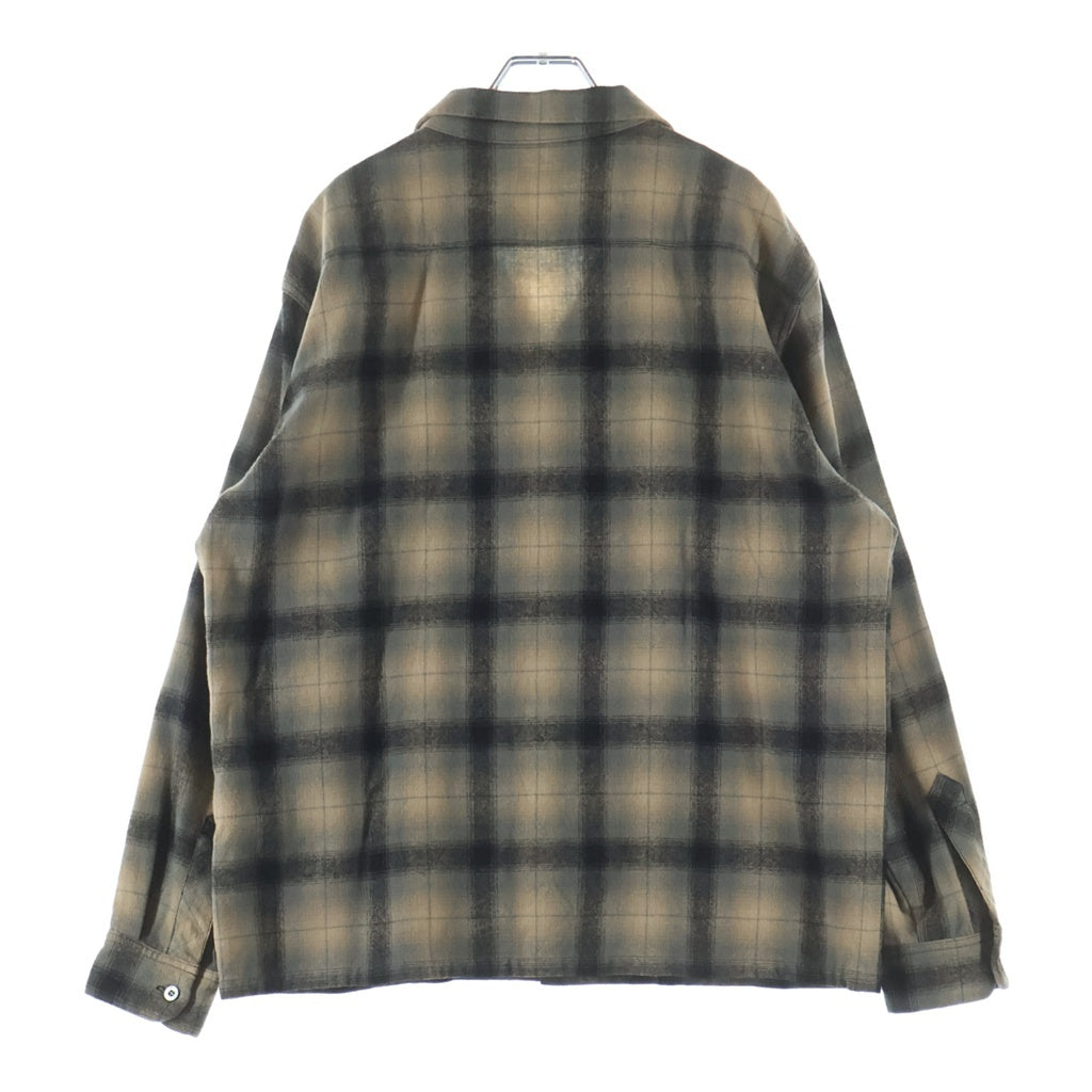 TENDERLOIN(テンダーロイン) 08AW T-WOOL SHIRT オンブレチェック オープンカラー ウール長袖シャツ ベージュ