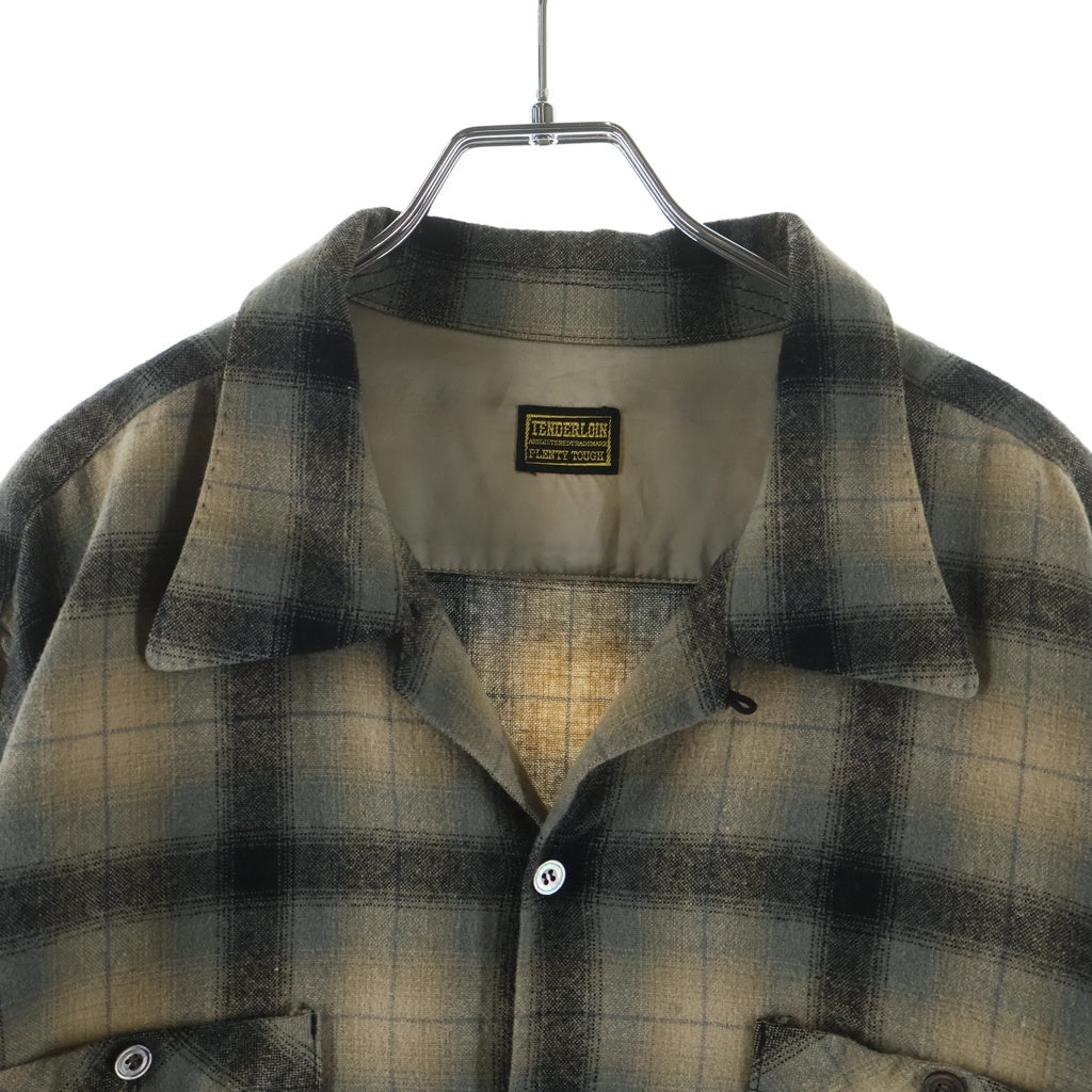TENDERLOIN(テンダーロイン) 08AW T-WOOL SHIRT オンブレチェック オープンカラー ウール長袖シャツ ベージュ
