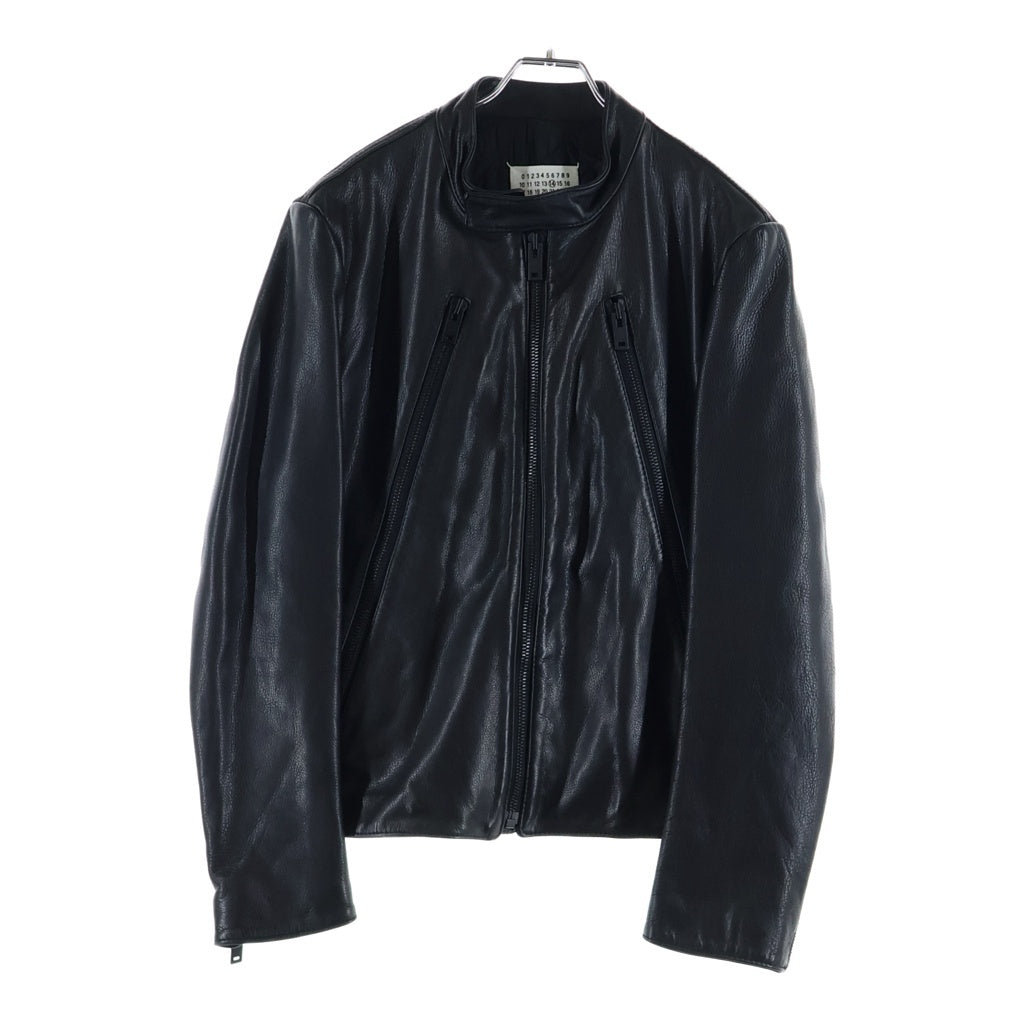 Maison Margiela(メゾンマルジェラ) 15AW 5Zip Leather Jacket ハの字 レザーライダースジャケット ブラック S30AM0313 SX9250