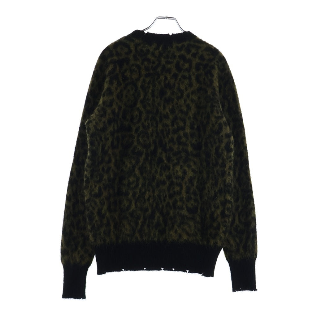 GOLDEN GOOSE DELUXE BRAND(ゴールデングースデラックスブランド) Knit Sweater レオパード ダメージ加工 クルーネックニットセーター カーキ GMP00548