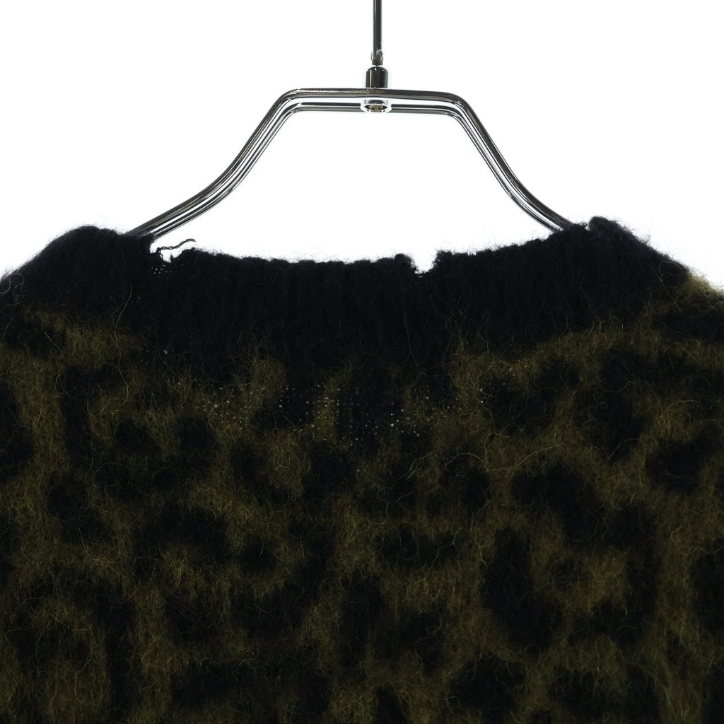 GOLDEN GOOSE DELUXE BRAND(ゴールデングースデラックスブランド) Knit Sweater レオパード ダメージ加工 クルーネックニットセーター カーキ GMP00548