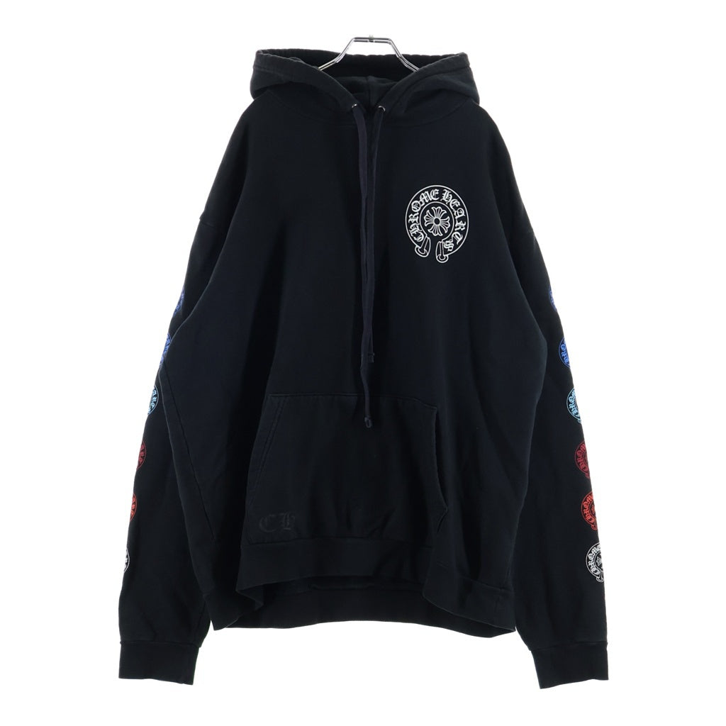 CHROME HEARTS(クロムハーツ) Multicolor Sleeve Logo Horseshoe Pullover Hoodie マルチカラー スリーブホースシューロゴ プルオーバーパーカー フーディー ブラック