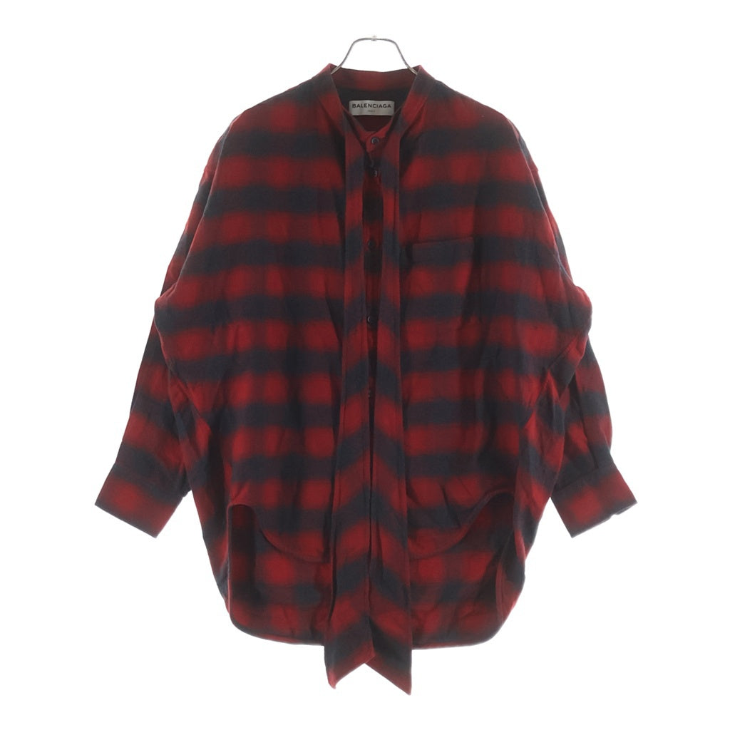 BALENCIAGA(バレンシアガ) Check Shirt バックロゴプリント 長袖チェックシャツ レッド 492513 TXB06