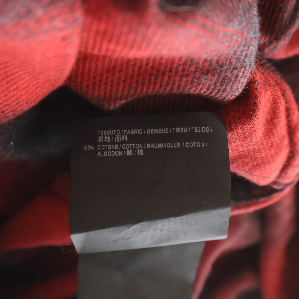BALENCIAGA(バレンシアガ) Check Shirt バックロゴプリント 長袖チェックシャツ レッド 492513 TXB06