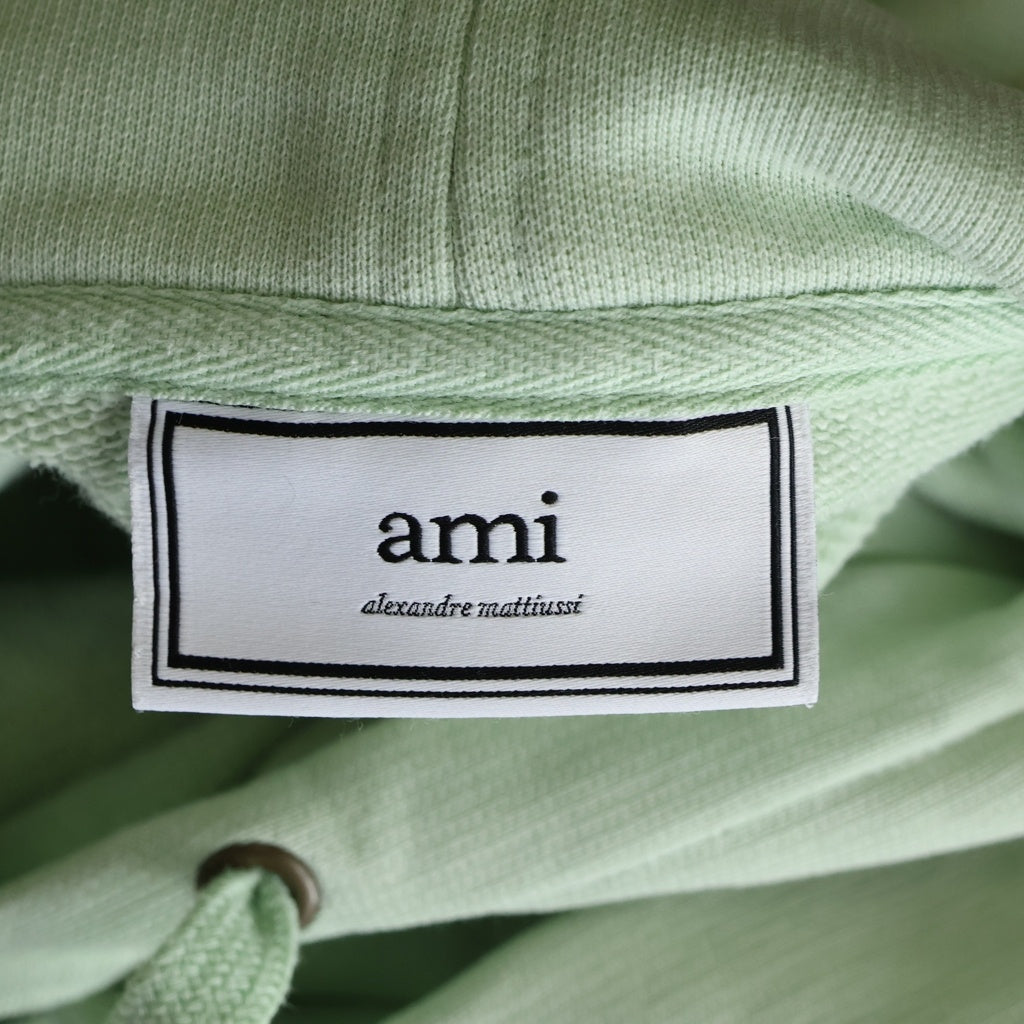AMI Alexandre Mattiussi(アミアレクサンドルマテュッシ) Hoodie ロゴ刺繍 プルオーバースウェットパーカー フーディー グリーン H19J008.730