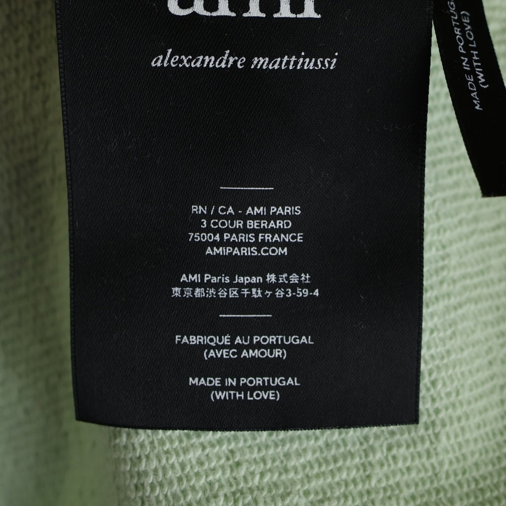 AMI Alexandre Mattiussi(アミアレクサンドルマテュッシ) Hoodie ロゴ刺繍 プルオーバースウェットパーカー フーディー グリーン H19J008.730