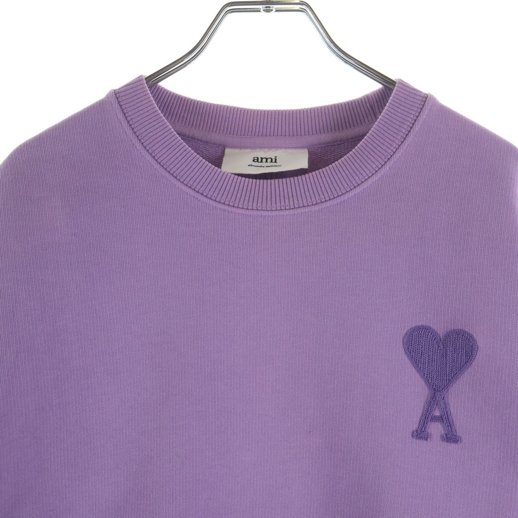AMI Alexandre Mattiussi(アミアレクサンドルマテュッシ) Sweatshirt ロゴ刺繍 クルーネックスウェットトレーナー パープル E21HJ028.747