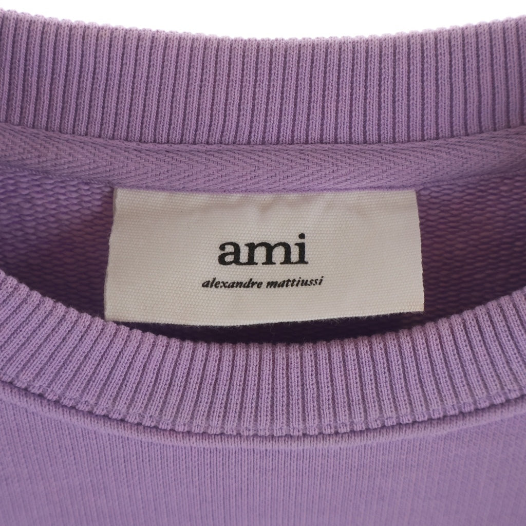 AMI Alexandre Mattiussi(アミアレクサンドルマテュッシ) Sweatshirt ロゴ刺繍 クルーネックスウェットトレーナー パープル E21HJ028.747