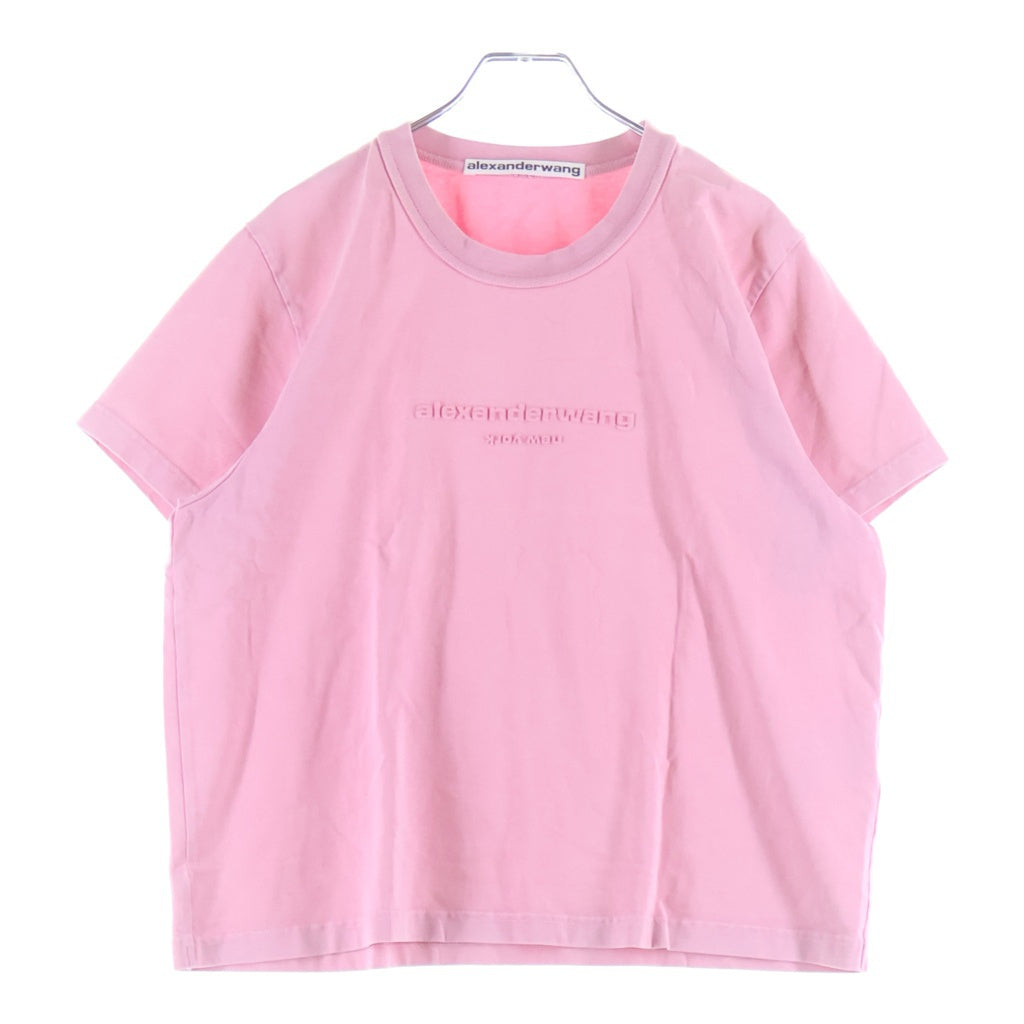 ALEXANDER WANG(アレキサンダーワン) Cropped T-Shirt エンボスロゴ クロップド半袖Tシャツ ピンク レディース