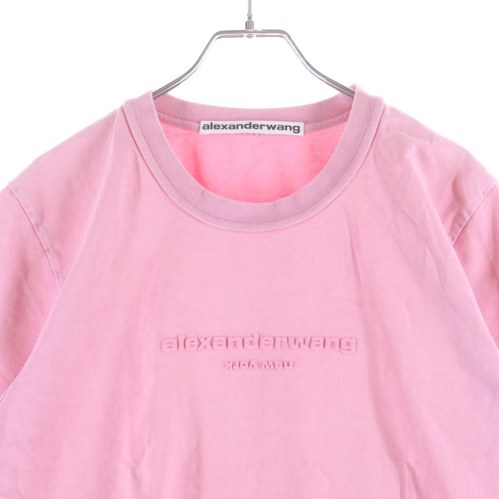 ALEXANDER WANG(アレキサンダーワン) Cropped T-Shirt エンボスロゴ クロップド半袖Tシャツ ピンク レディース