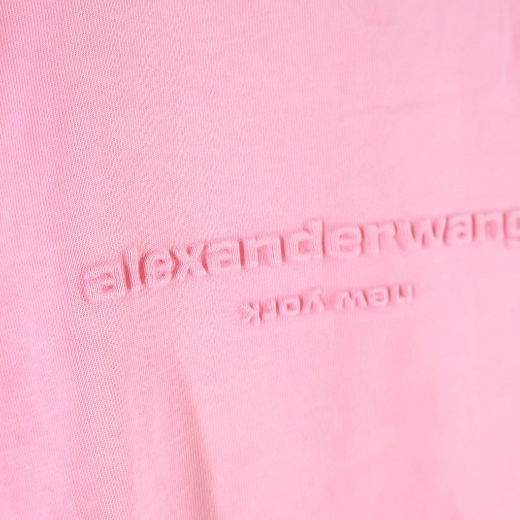 ALEXANDER WANG(アレキサンダーワン) Cropped T-Shirt エンボスロゴ クロップド半袖Tシャツ ピンク レディース