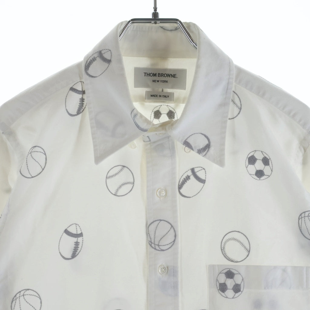 THOM BROWNE(トムブラウン) Shirt ロゴ刺繍 長袖シャツ ホワイト MWL272A-05035100