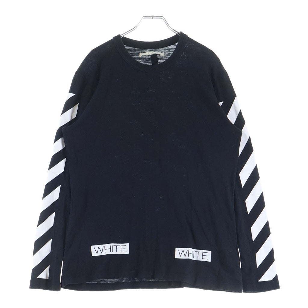 OFF-WHITE(オフホワイト) 15AW L/S T-Shirt ロゴプリント 長袖Tシャツ ロンT ブラック