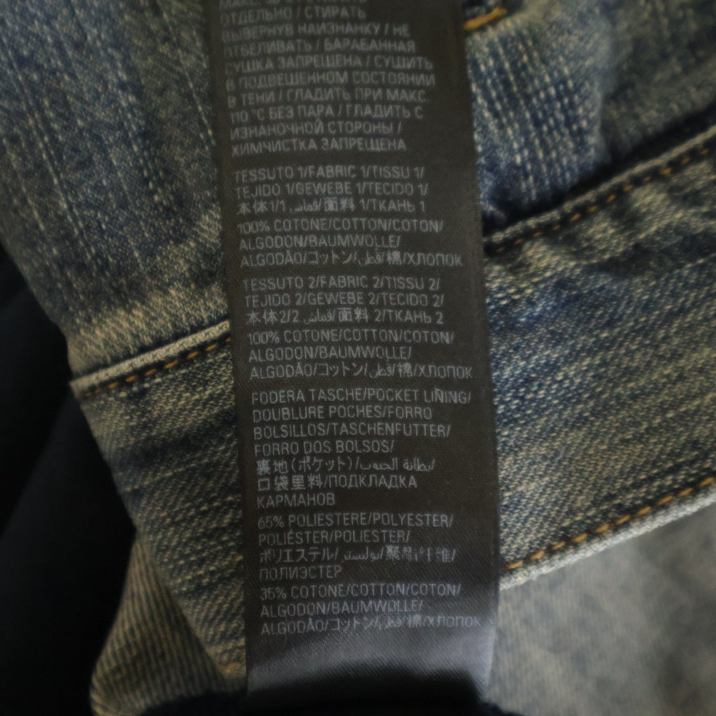 BALENCIAGA(バレンシアガ) 23SS Hooded Sweat Denim Jacket 738737 TNW65 フード付きスウェット切替ハイブリッドデニムジャケット ネイビー/インディゴ