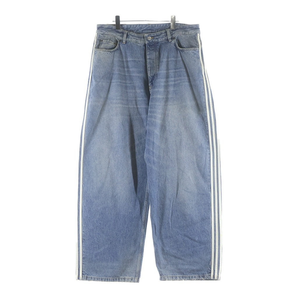 BALENCIAGA(バレンシアガ) ×adidas 23SS Wide Large Baggy Pants 724778 THW25 ×アディダス サイドラインバギーデニムパンツ インディゴ