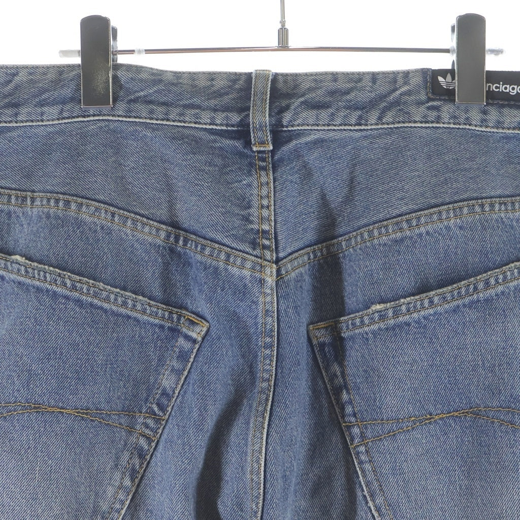 BALENCIAGA(バレンシアガ) ×adidas 23SS Wide Large Baggy Pants 724778 THW25 ×アディダス サイドラインバギーデニムパンツ インディゴ