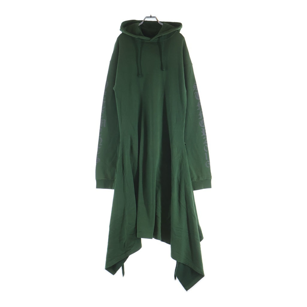 VETEMENTS(ヴェトモン) 16SS 袖ロゴプリント 変形 プルオーバーロングフーディ パーカー SS16DR20 グリーン