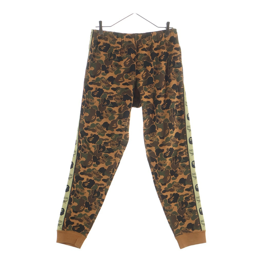 A BATHING APE(アベイシングエイプ) ×MCM カモフラ柄 スウェットパンツ 001PTF732902X ブラウン