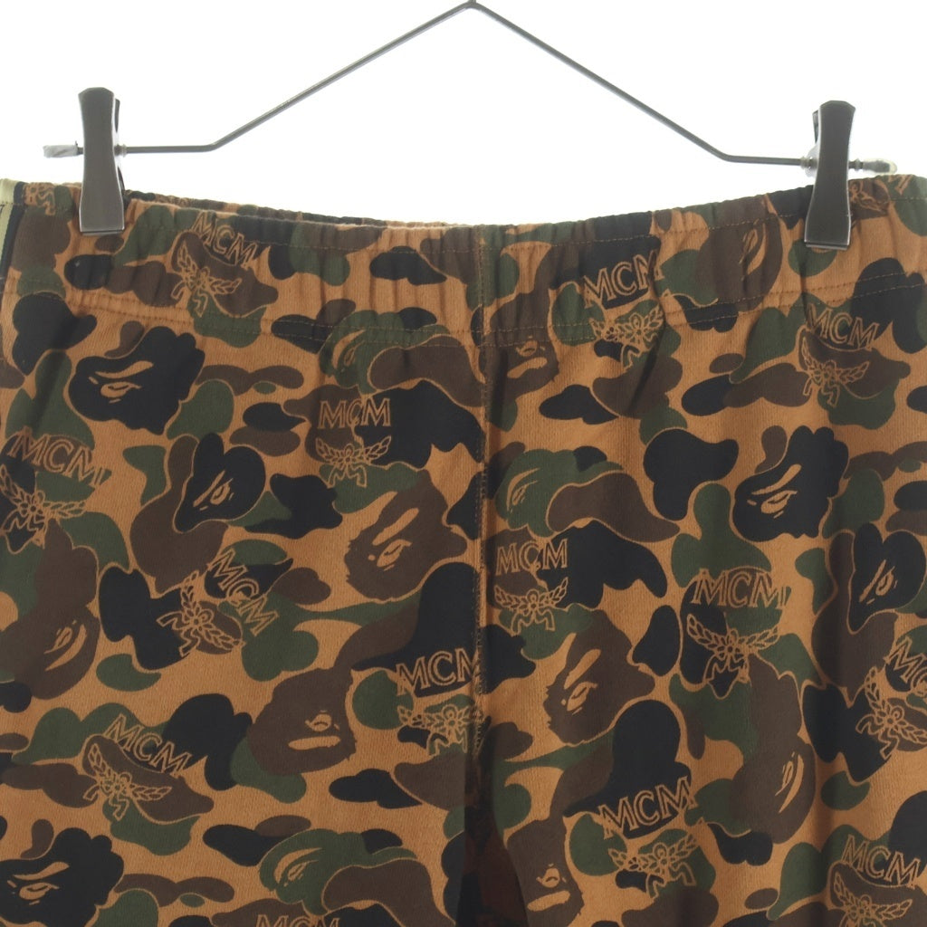 A BATHING APE(アベイシングエイプ) ×MCM カモフラ柄 スウェットパンツ 001PTF732902X ブラウン