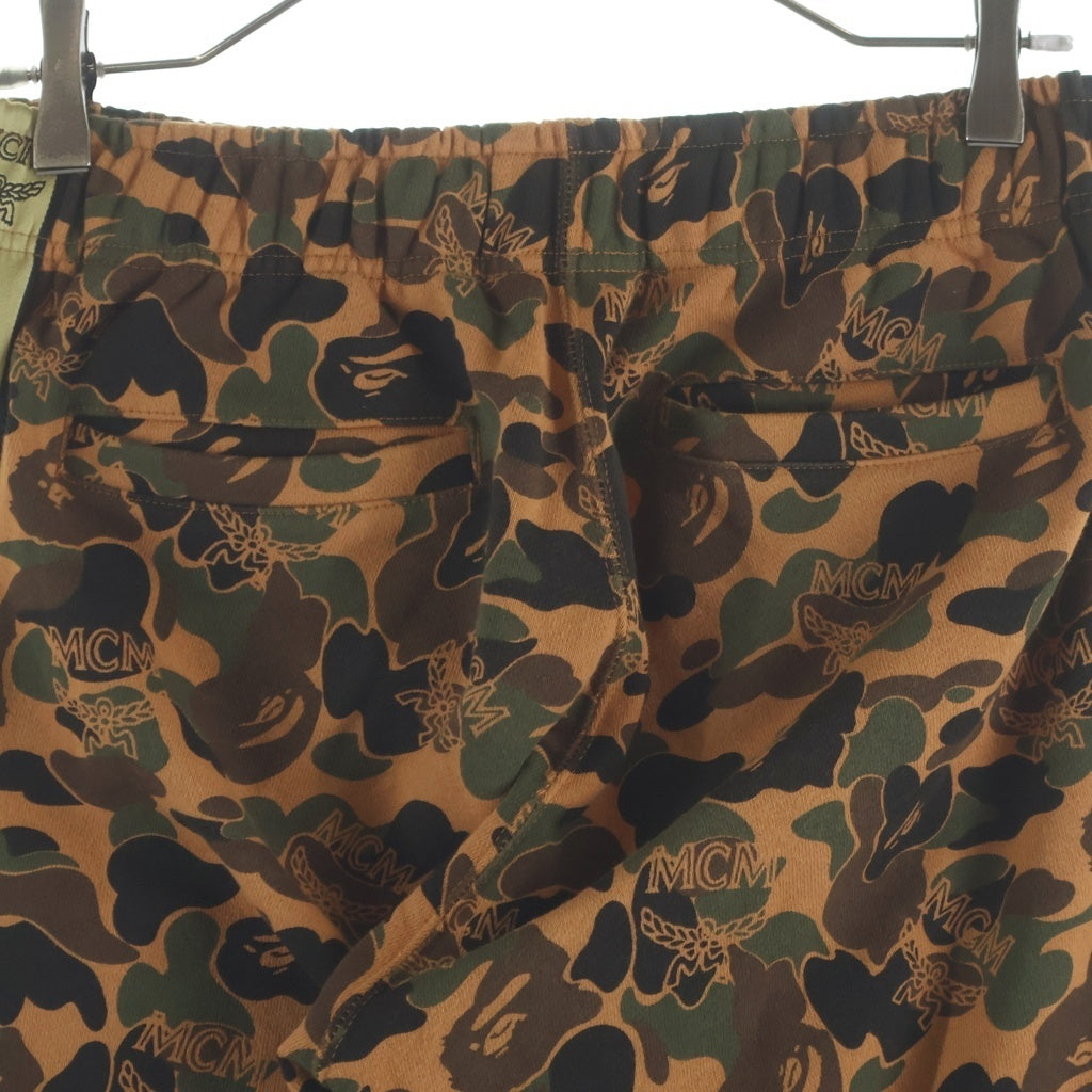 A BATHING APE(アベイシングエイプ) ×MCM カモフラ柄 スウェットパンツ 001PTF732902X ブラウン