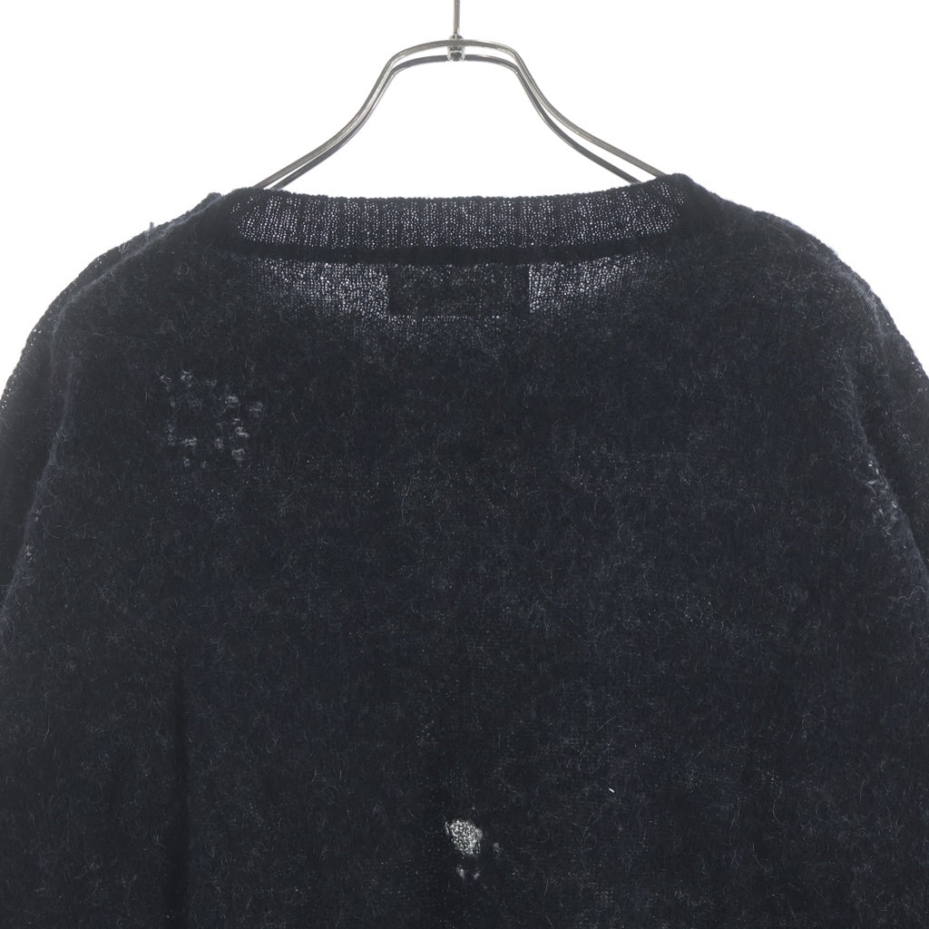 DISCOVERED ディスカバード 24AW MOHAIR HEART&BONE KNIT ダメージ加工 ボーン クルーネックニットセーター ブラック DC-AW24-KN-07 DISCOVERED(ディスカバード) 24AW MOHAIR HEART&BONE KNIT ダメージ